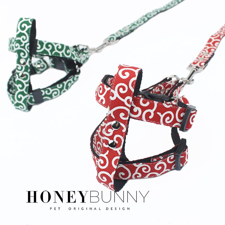 Tang Grass Pattern Chest Back Shiba Inu Outdoor Set Pet Japanese Style Dog Walking Leash_voghion.com