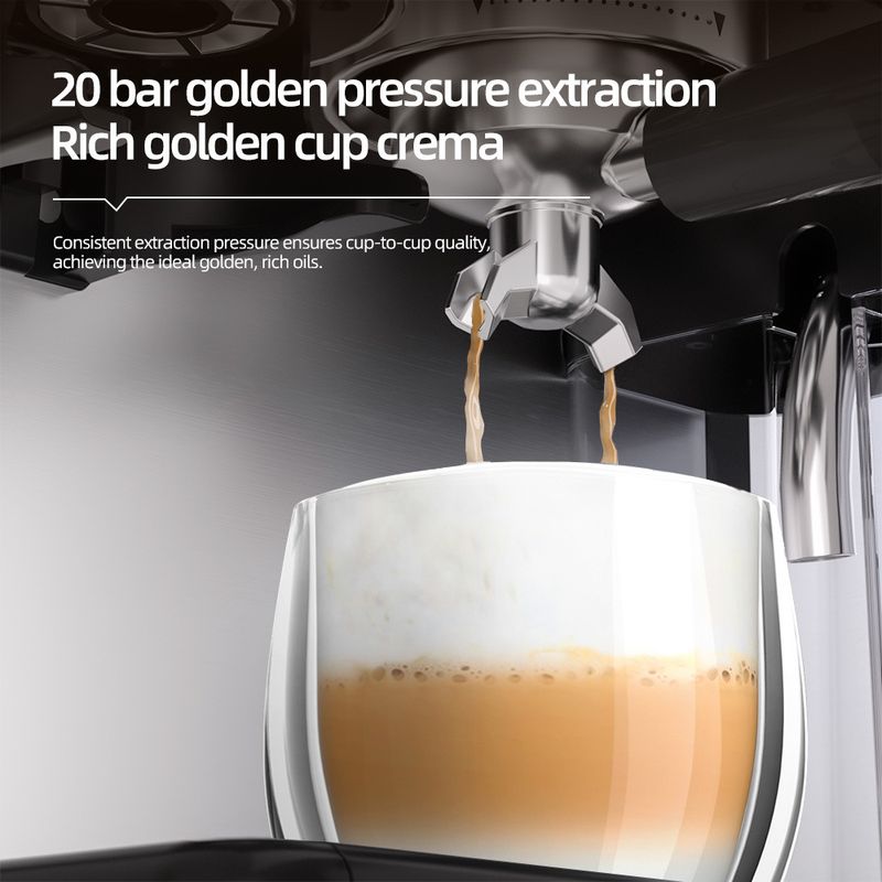 Semi-Automatic Espresso Machine With Built-in Grinder & Milk Frother – 1.8L Water Tank, 110-240V Universal Voltage, LCD Display (Model CM5720)_voghion.com