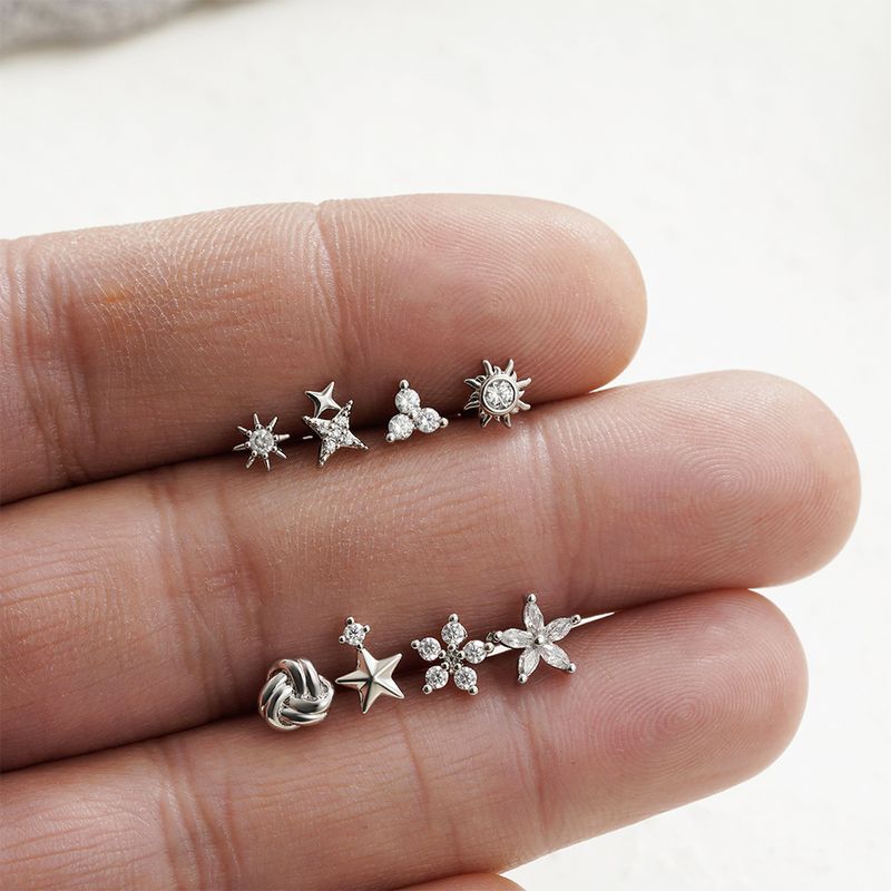 Set di gioielli da donna alla moda, in acciaio inossidabile, piercing singolo all'orecchio, versatile, con zircone, chiodo a osso, asta dritta, vite, gioielli per l'orecchio_voghion.com