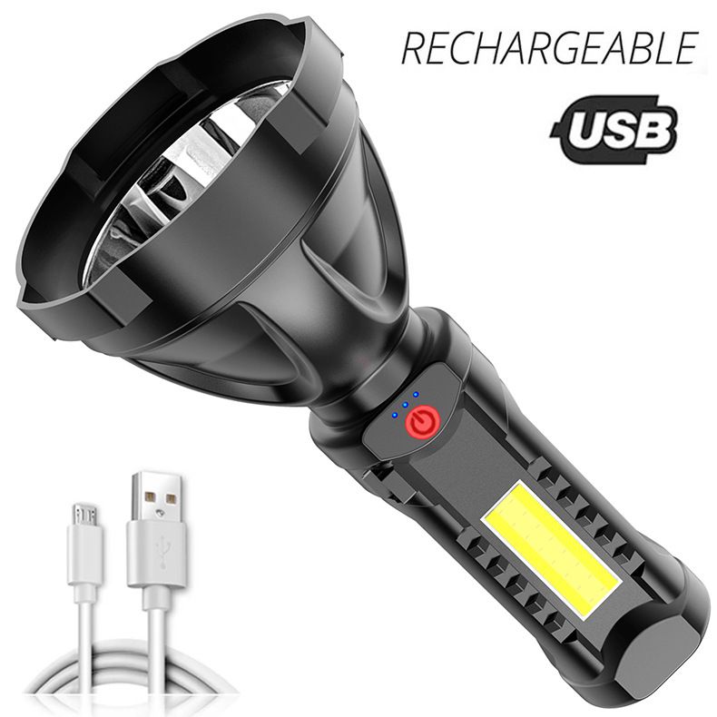 Cross-Border New Model Long-Range Home Outdoor USB Rechargeable COB Side Light Searchlight Plastic High Brightness Small_voghion.com
