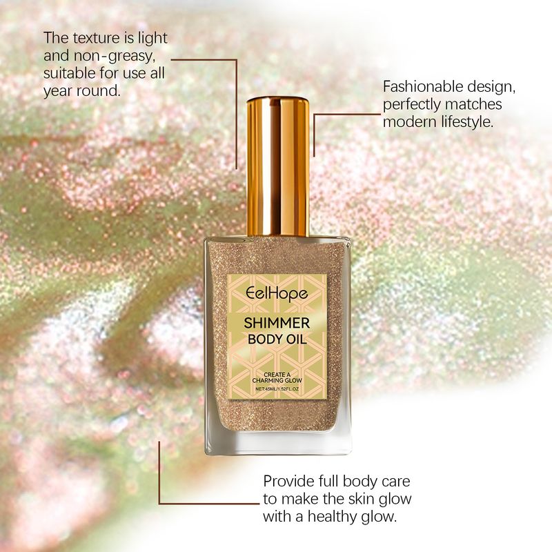 Golden Shiny Oil Gesichtskörper Schlüsselbeinflüssigkeit Hohe Helligkeit Feuchtigkeitsspendend Einfach anzuwenden_voghion.com