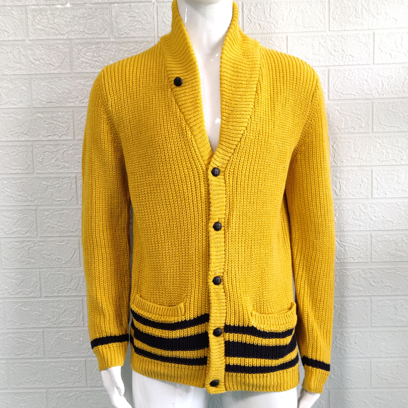 Maglione da uomo autunno e inverno casual tinta unita semi-dolcevita a maniche lunghe in cardigan da uomo_voghion.com