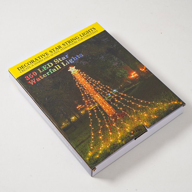 Christmas LED Five Pointed Star Waterfall Light Christmas Tree Light Flowing Light Outdoor Decorative Light Garden Remote Control Solar Light_voghion.com