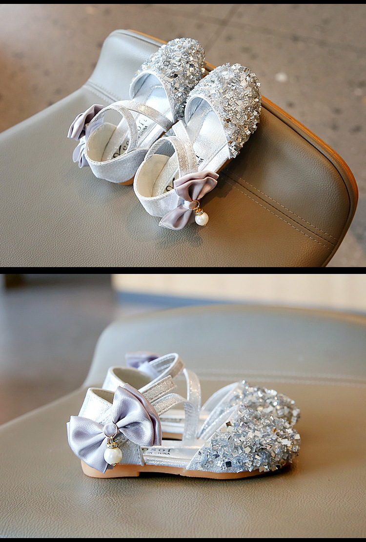 Chaussures de princesse simples à paillettes pour filles, édition coréenne, nouvelle collection printemps/été 2024_voghion.com