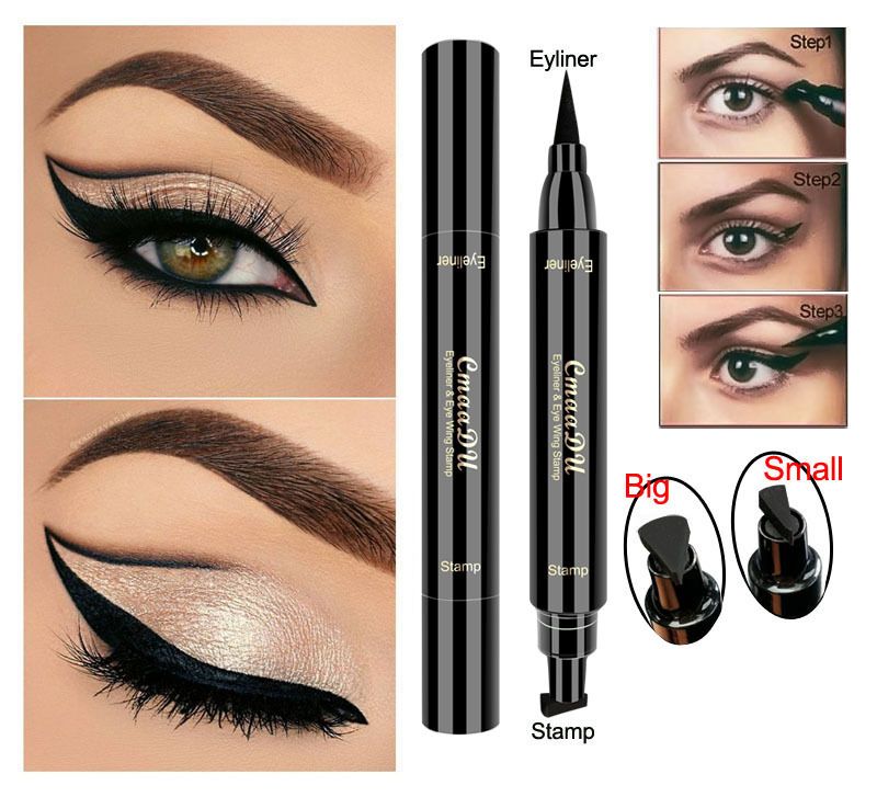 Big Seal Stamp Płynny Eyeliner Pen Wodoodporny Szybkoschnący Czarny Eyeliner Ołówek Z Eyelinerem Kosmetyczny Dwustronny Eyeliner_voghion.com