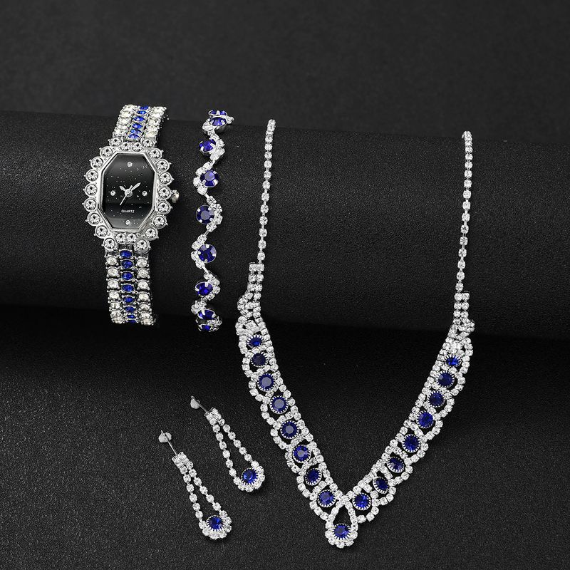 Fashionable diamond studded starry sky Arabic numerals ladies watch sapphire rhinestone jewelry set_voghion.com