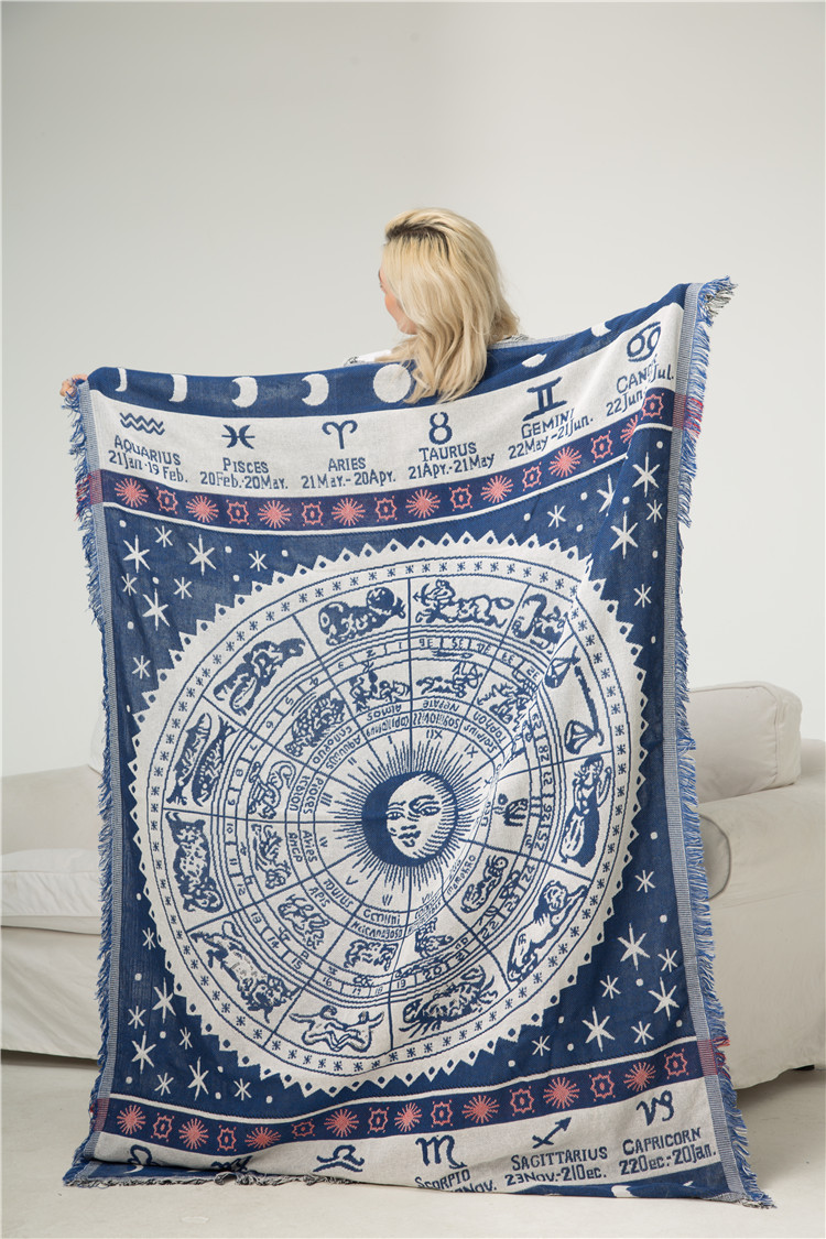 Sofa blanket manta constellation sofa towel American sofa blanket line blanket art Tarot_voghion.com