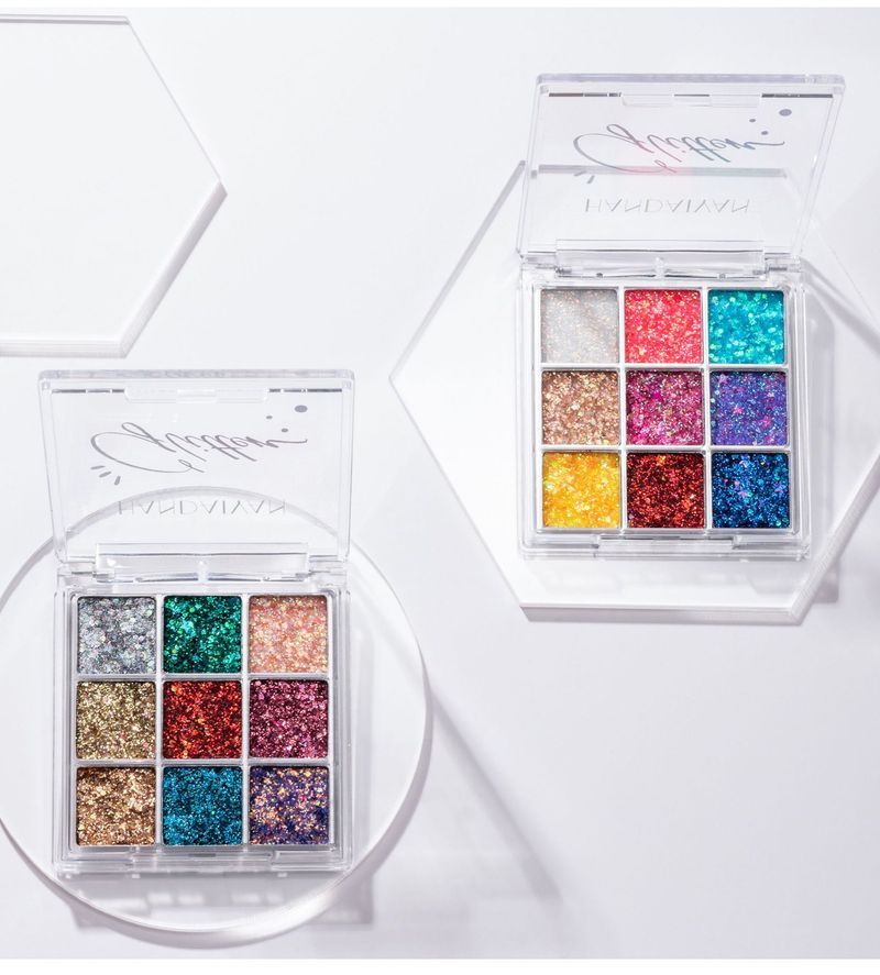 Shining Stage Makeup Dia de Ano Novo Performance Boate Shining Patch Nove Cores Lantejoulas Sombras Prato_voghion.com