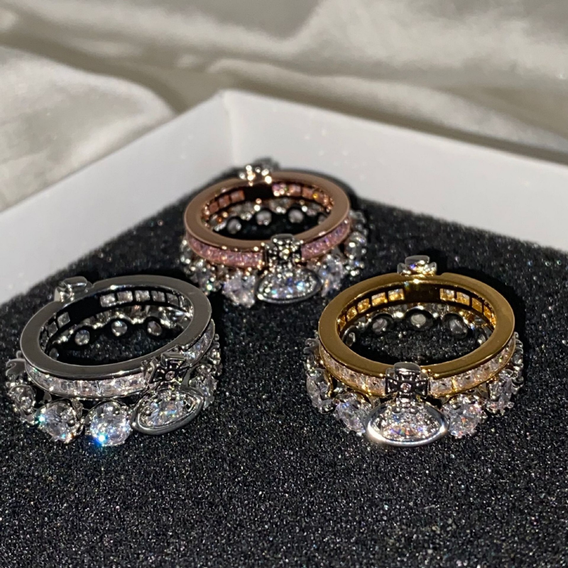 Designer-Damen-Ring Vivian mit doppellagigem funkelndem Diamant-Saturn-Ring, luxuriöser, luxuriöser doppellagiger funkelnder Diamant-Saturn-Planeten-Ring_voghion.com