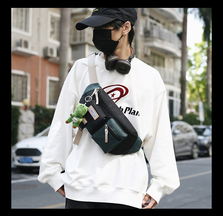 Autumn and winter new men's chest bag, color-blocked fashion student lightweight crossbody bag, Ruiying outdoor sports belt bag_voghion.com