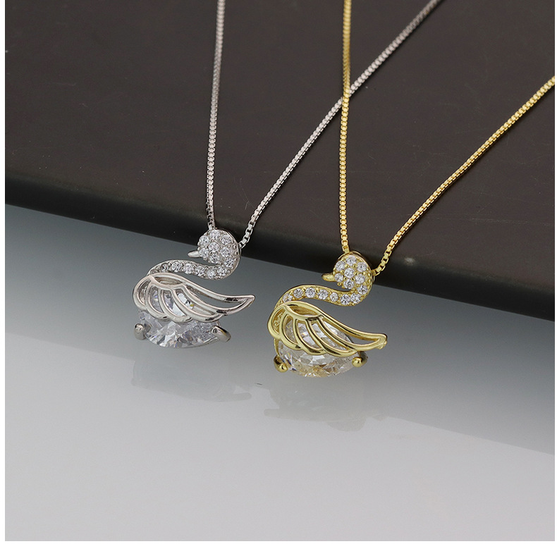 S925 sterling zilveren ketting dames veelzijdige Koreaanse editie kleine zwaan hanglamp luxe en uniek design kettingdecoratie_voghion.com
