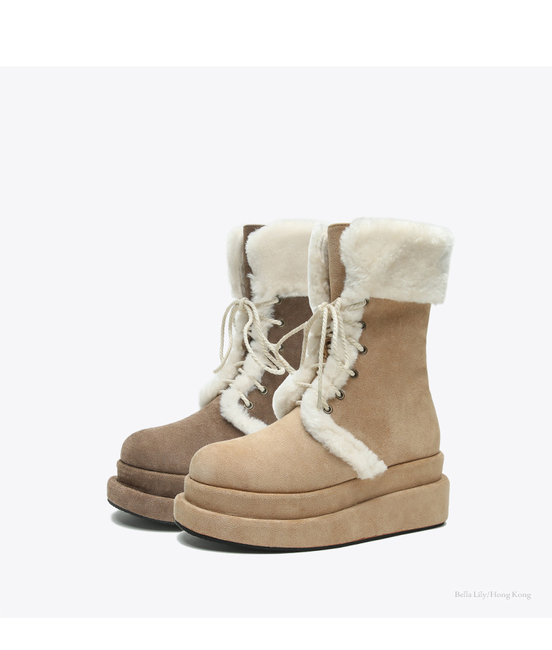 New mid-calf boots with cashmere padded warm shoes retro booster boots_voghion.com