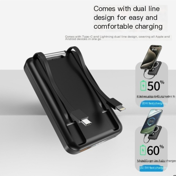 New Power Bank With Lightweight Metal Phone Holder And 10000mAh Large Capacity Wireless Power Bank With Cable_voghion.com