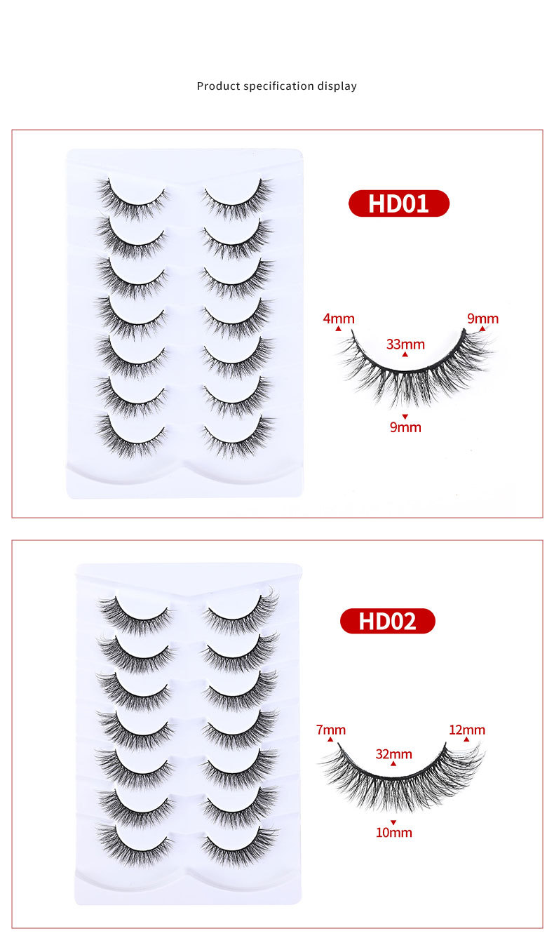 Eyelashes Set Meiyi's New 7 Pairs Of False Eyelashes Natural Short Black Stem Daily Multi Pair Eyelashes_voghion.com