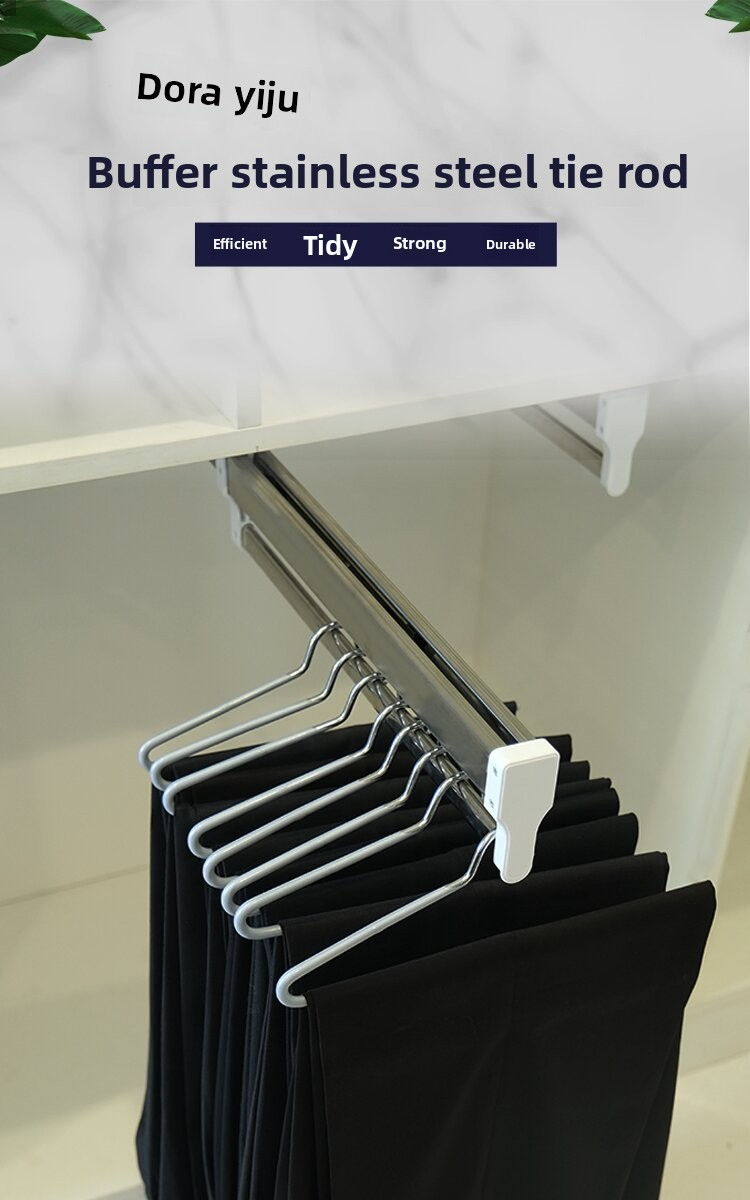 Gruccia estraibile per pantaloni con sistema di smorzamento - Organizer per guardaroba con montaggio superiore, barra scorrevole regolabile per riporre i pantaloni_voghion.com