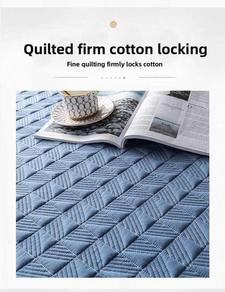 Solid Color Quilted Bedspread Set - 3-Piece Thickened Comforter Cover For All Seasons_voghion.com