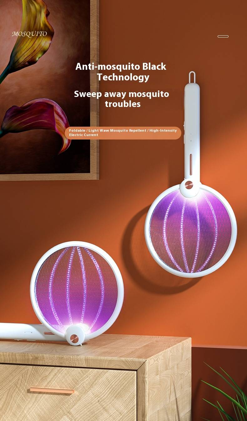 USB Rechargeable Mosquito Zapper - 2-in-1 Electric Swatter With UV Light & Photocatalyst For Home Use (4000V Shock, Safe For Kids)_voghion.com