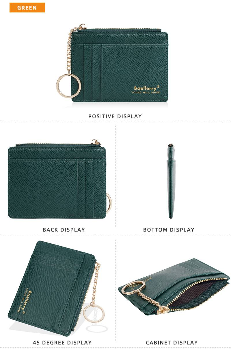 Cartera pequeña retro con cremallera para estudiantes, tarjetero ultrafino, tarjetero ultrafino_voghion.com