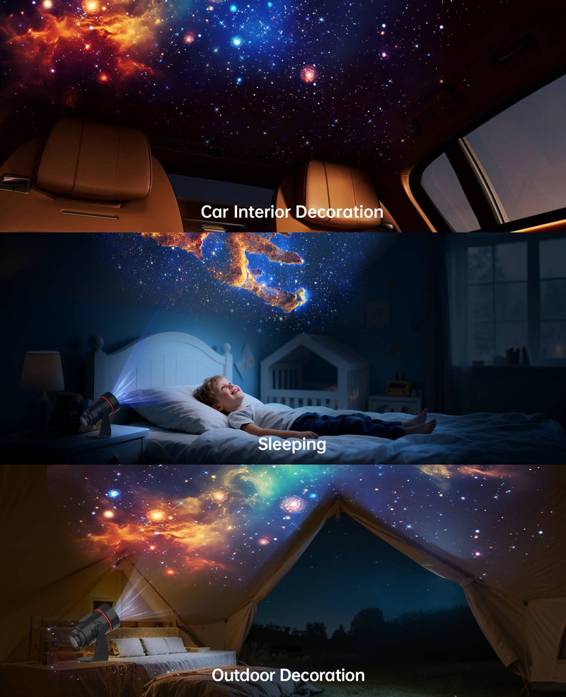 Mini 5-in-1 Galaxy Star Projector Night Light - Realistic Starry Sky & Solar System, 360° Rotation Ideal For Bedroom, Nursery, Camping, Parties Gift_voghion.com