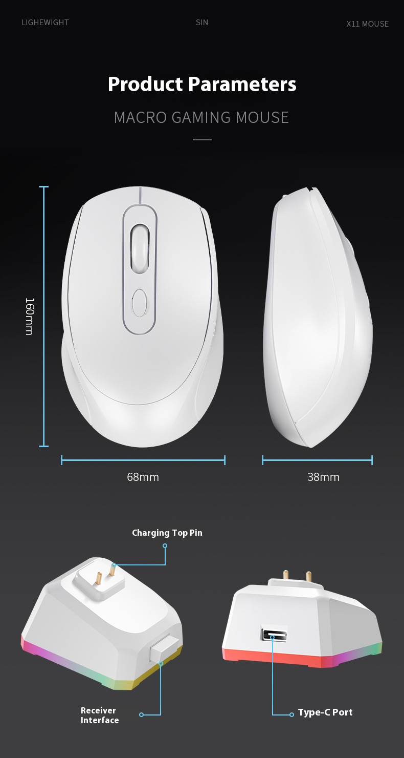 Dual-Mode Wireless Mouse – Bluetooth & 2.4G Rechargeable Silent Mouse With Charging Dock, 1600DPI Optical Tracking, Plug & Play For Laptop/PC_voghion.com