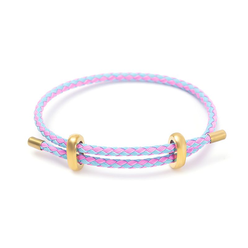 Adjustable 3mm Wire Rope Bracelet With 8-Charms Clasp, DIY Beading Cord For Couples, Fashionable Crown Design, Titanium Steel, Multiple Colors_voghion.com