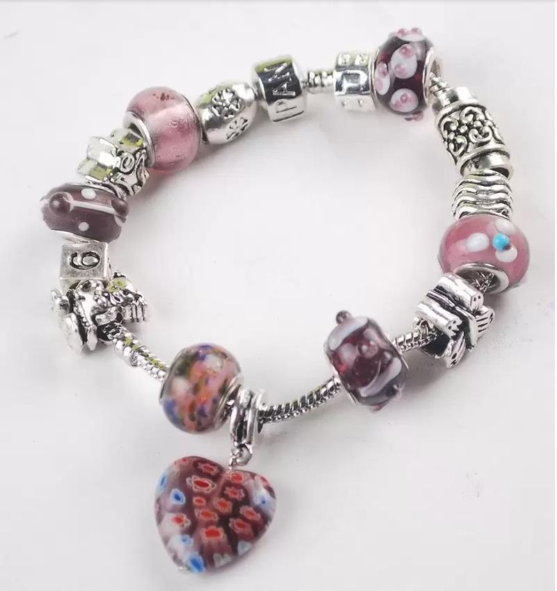 Fine Jewelry 925 Silver Women Love/Heart/Angle Gift Bracelets Crystal Bead Charm Bracelets_voghion.com