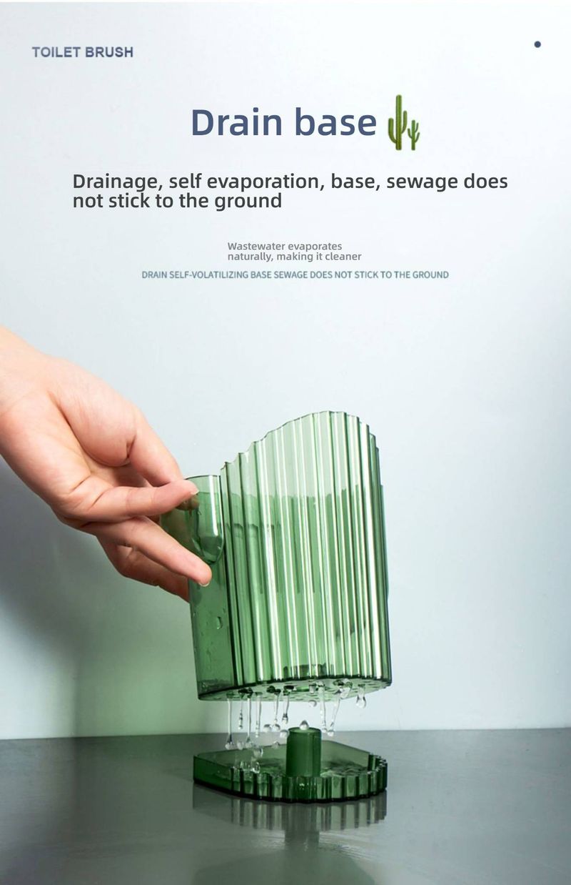 Cactus Toilet Brush Set With Wall-Mount Holder, Long Handle Deep Cleaning, Space-Saving Bathroom Organizer (Ocean Blue/Spruce Green)_voghion.com