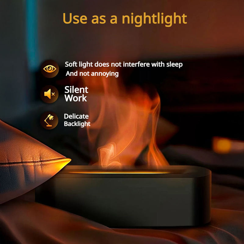 3D Flame Humidifier With Color Changing Lights, 150ml USB Air Humidifier For Bedroom, Office, 3 Speeds, Auto Shut-Off_voghion.com