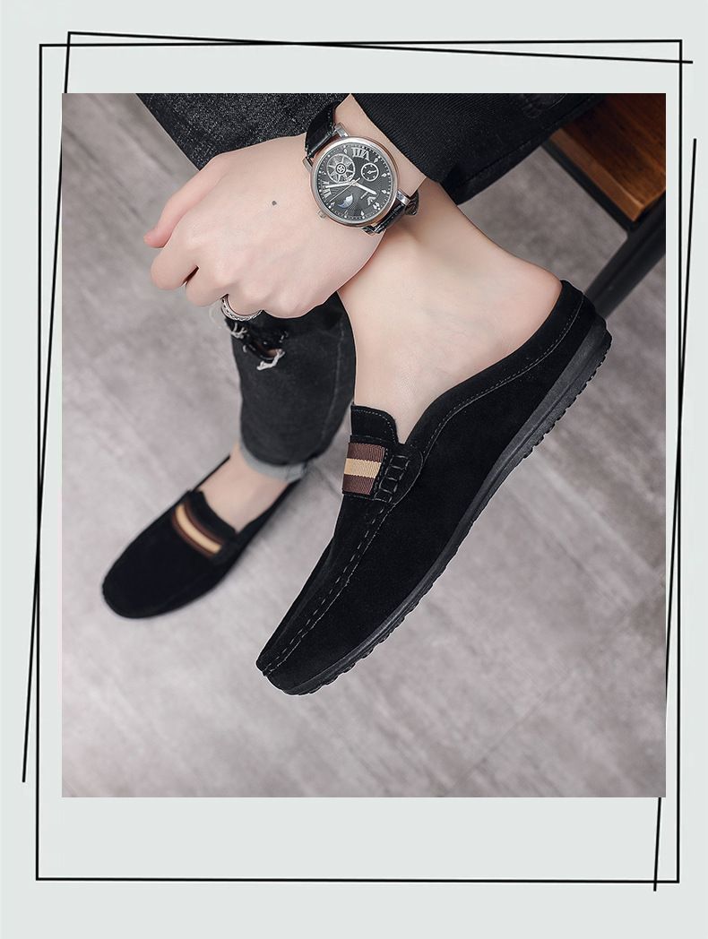 Neue, leichte Bean-Schuhe für Herren, sommerliche Ein-Fuß-Passform, atmungsaktiv, lässig, mit halber Stütze für Herren_voghion.com