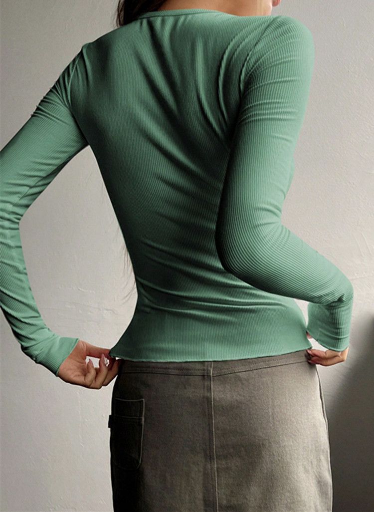 2024 Autumn Winter Women's New Button Ribbed Slim Fit Knitted Sweater_voghion.com