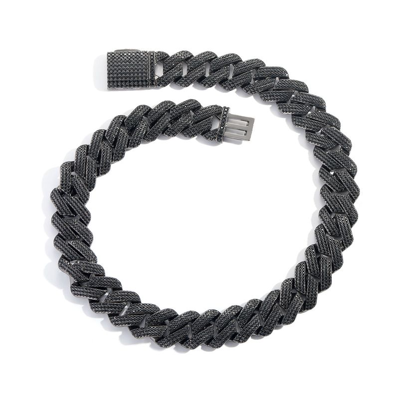 Collana Hip Hop con catena cubana in diamanti da 10-13-15-20 mm e zirconi neri, marchio alla moda_voghion.com