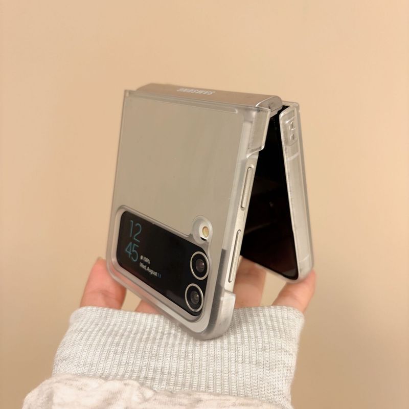 ins feather yarn gradient for Samsung zflip5 folding screen phone case GalaxyZFLIP3/4 protective case_voghion.com
