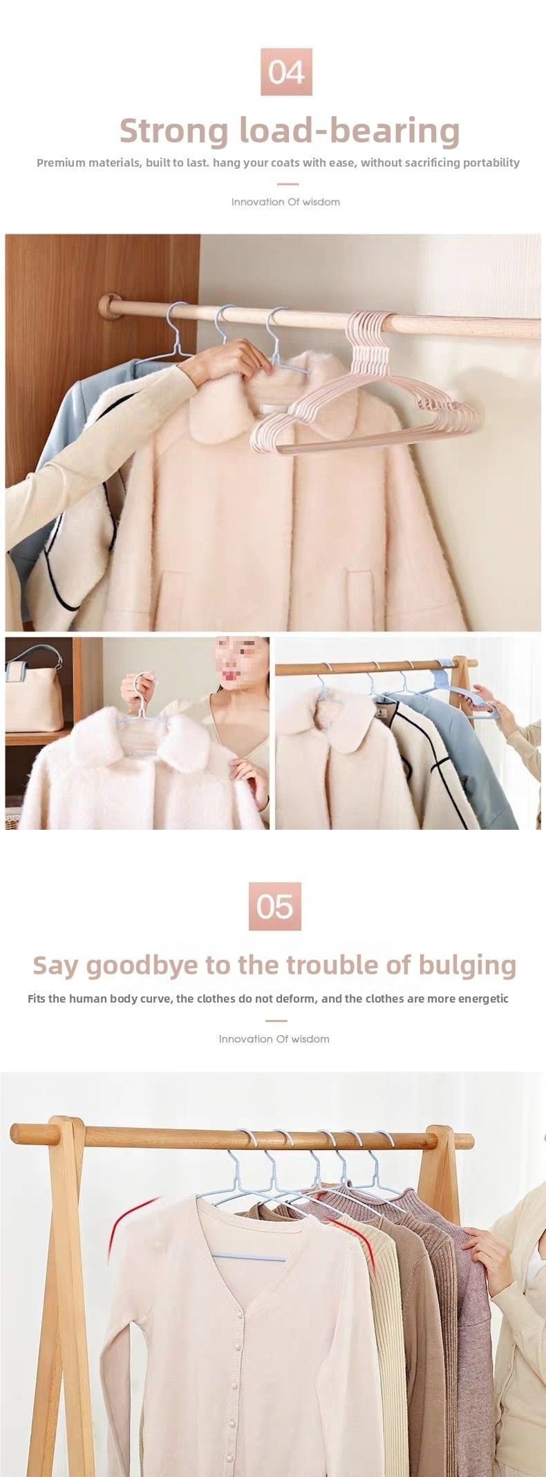 Günstiger, dicker Kleiderbügel im nordischen Stil für den täglichen Gebrauch zu Hause, geeignet für Neugeborene, extra dicker Kleiderbügel mit Rillen für Studenten_voghion.com