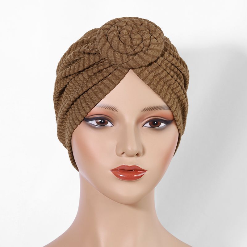 Thickened Elastic Flower Headscarf Hat - Ethnic Style Twisted Warm Hat (Fashionable & Versatile, European & American Design, Winter Headwear)_voghion.com