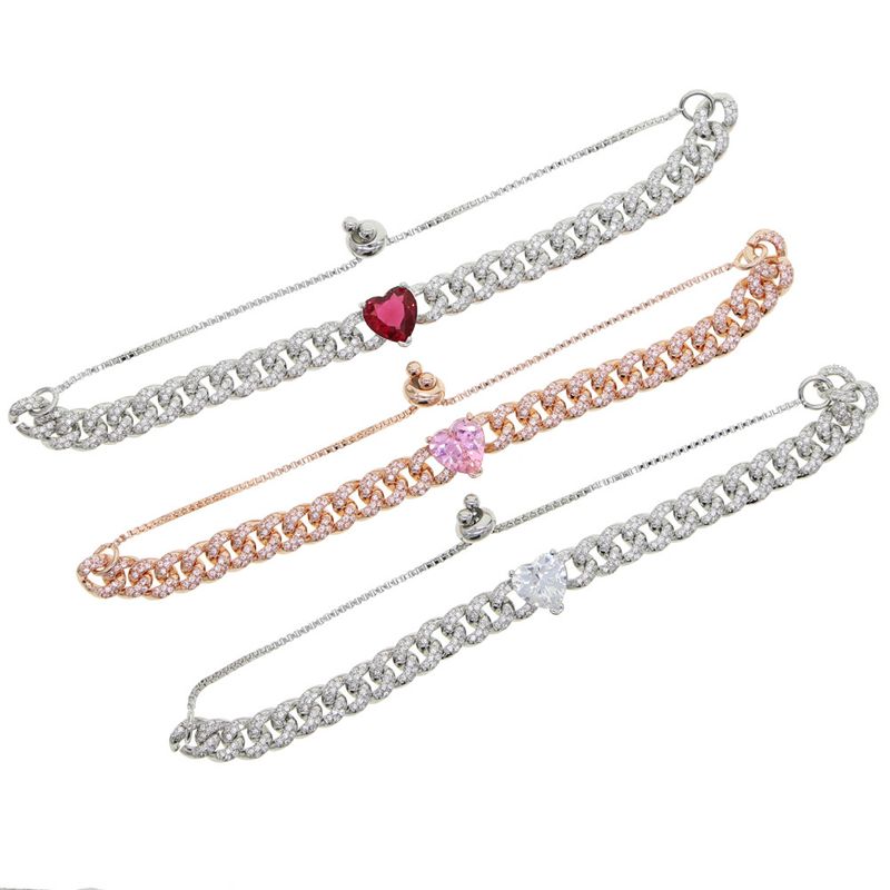Damessieraden Hartvormige Zirkonia Kettingarmband Hip Hop Volledige Diamanten Armband_voghion.com