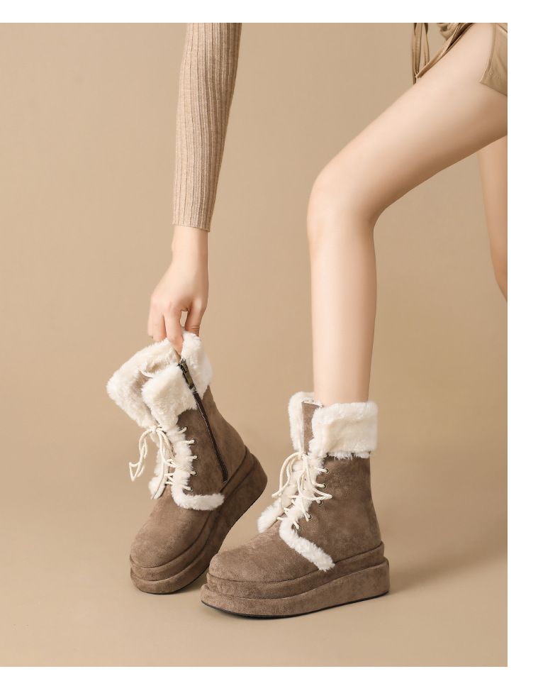 New mid-calf boots with cashmere padded warm shoes retro booster boots_voghion.com