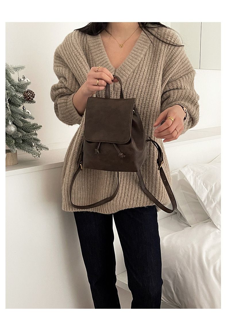 Rucsac maro pentru femei, geantă de umăr simplă și versatilă nouă_voghion.com