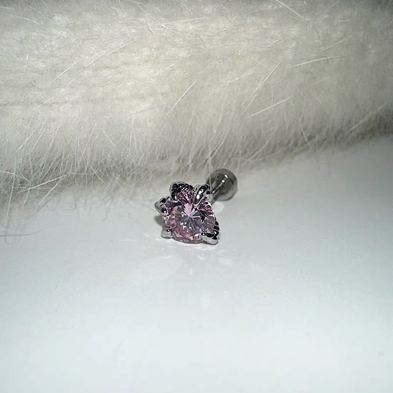 Super Shiny Zircon Claw Inlaid Unique Five-claw Dragon Scale Titanium Steel Flat Bottom Ear Bone Helix Screw-free_voghion.com