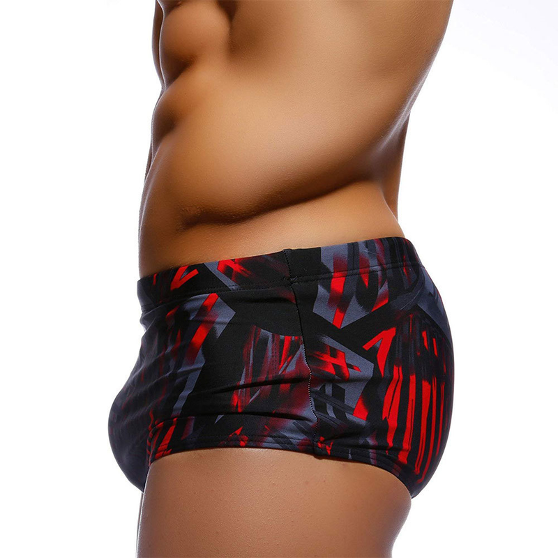 UXH Men's Black And Red Phantom Abstract Fashion Quick-Dry Hot Spring Beach Boxer Shorts For Men_voghion.com