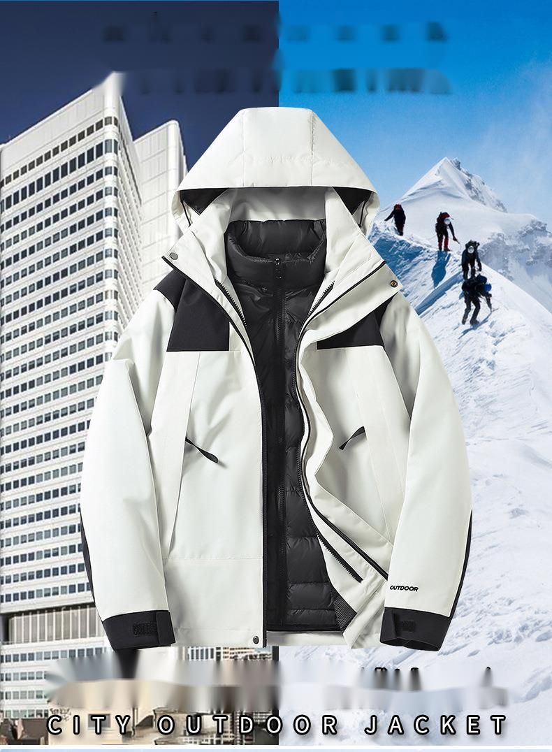 Giacca da trekking staccabile, calda e alla moda, da uomo e da donna, con fodera 3 in 1, a blocchi di colore, per esterni_voghion.com