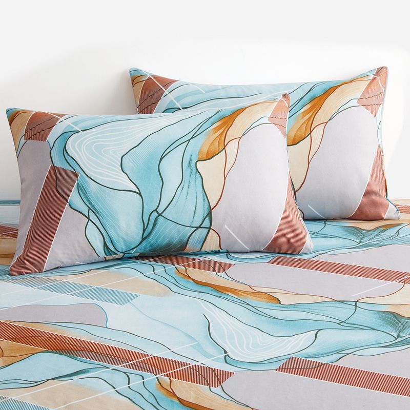 Marble Geometric Abstract Quilt Cover Home Textile Bedding Three Piece Set_voghion.com