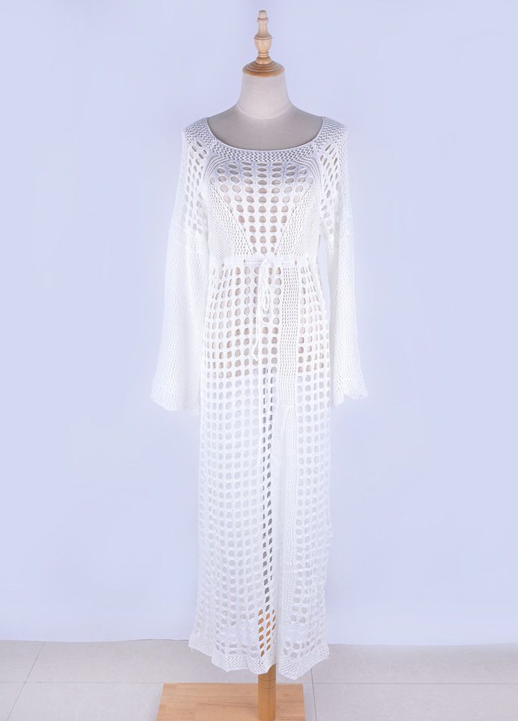 Abbigliamento da donna, sexy, in maglia cava, da spiaggia, sexy, in pizzo, in maglia, da spiaggia, abito a maniche lunghe, con spacchi laterali, costume da bagno, copricostume trasparente per donna_voghion.com