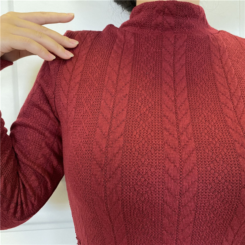 Modisches einfarbiges Strickpullover-Basiskleid für Damen_voghion.com