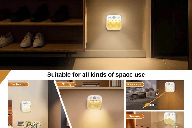 Lampe à induction carrée à trois couleurs pour le corps humain, veilleuse à LED, lampe murale magnétique, lampe de garde-robe, lampe à économie d'énergie_voghion.com