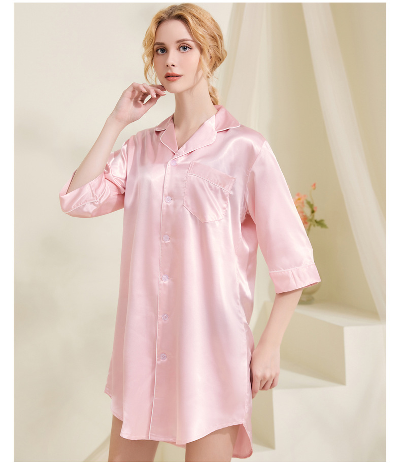 Fraen Kleeder grouss Gréisst Summer ultra-dënn Shirt weiblech Pyjamas Heem Kleeder Äis Seid sexy Dammen Nuetskleed_voghion.com