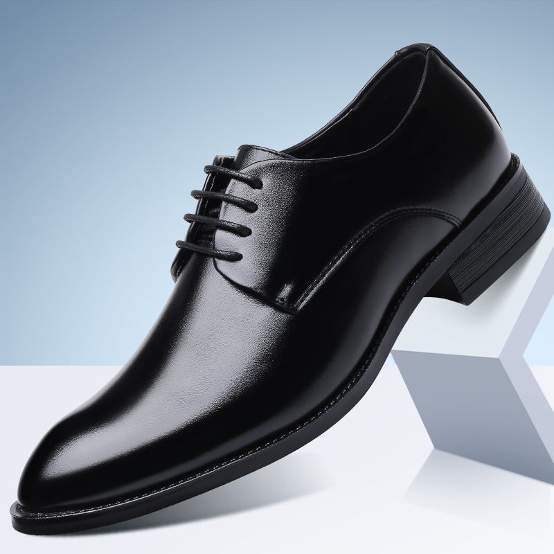 Overseas Four Seasons Daily Pointed Lace Single Formele Zakelijke Leren Grote Herenschoenen_voghion.com