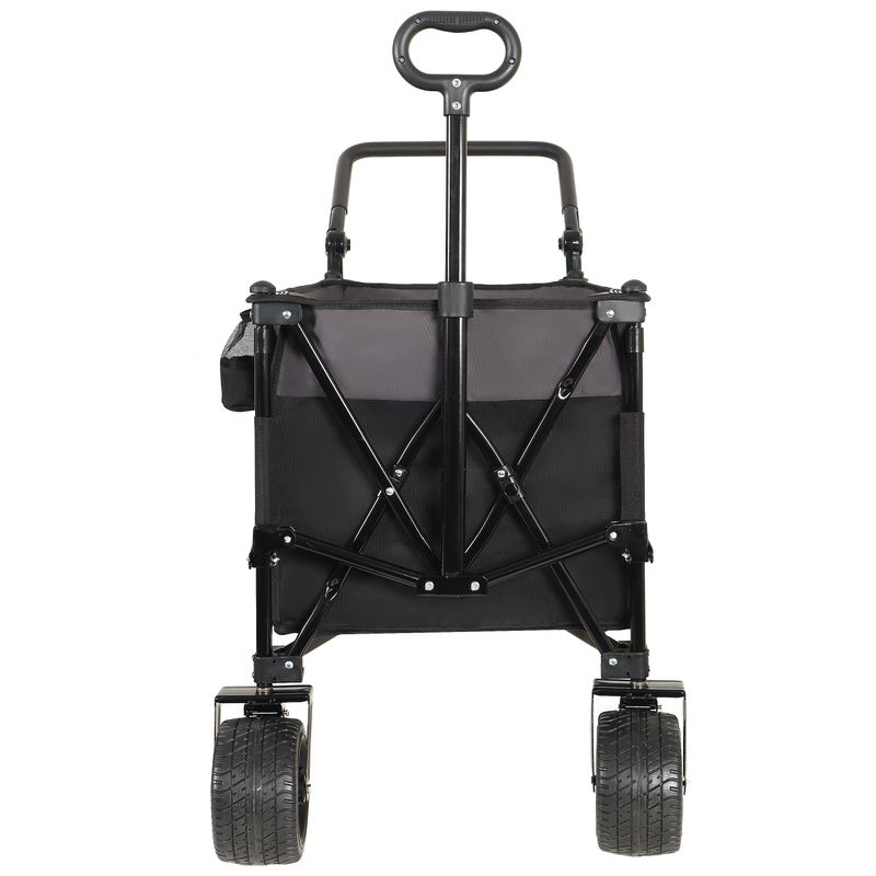 Multi-Functional Push-Pull Folding Wagon Cart With Rotating Handle & 360° All-Terrain Wheels – Heavy-Duty, Adjustable Design, Large Capacity For Transport, Groceries, And Outdoor Use, Black- Gray_voghion.com