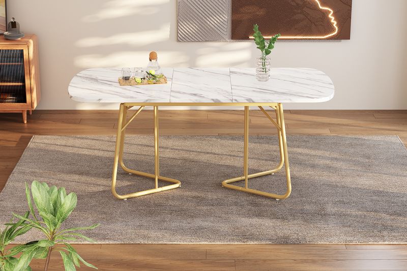 Weißer Esstisch Erweiterbar 140/180x80cm Con struttura in marmo, Goldbeine_voghion.com