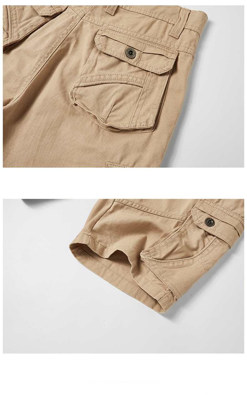 Herreklær Cargoshorts Baggy i bomull, pluss size quarterbukser, medium bukser, herrebukser med flere vesker, casualbukser_voghion.com
