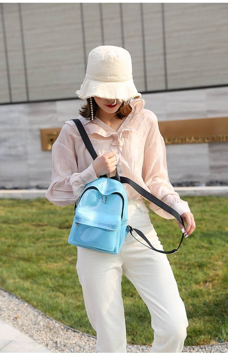 Transparent Backpack Women Girls Clear Schoolbag Students Bag Satchel PVC Shoulder Bag Purse_voghion.com